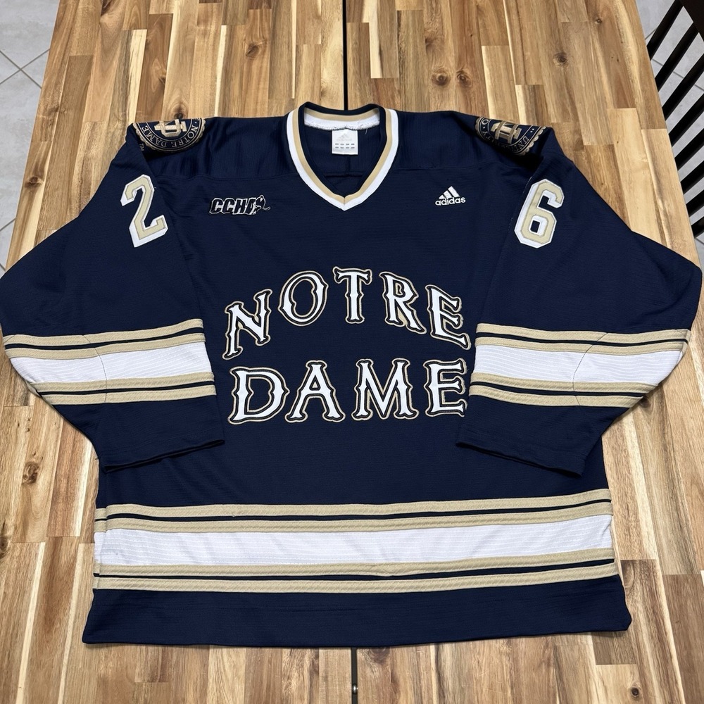 Vintage Notre Dame Fighting Irish Hockey Jersey Mens XL Blue Adidas College #26